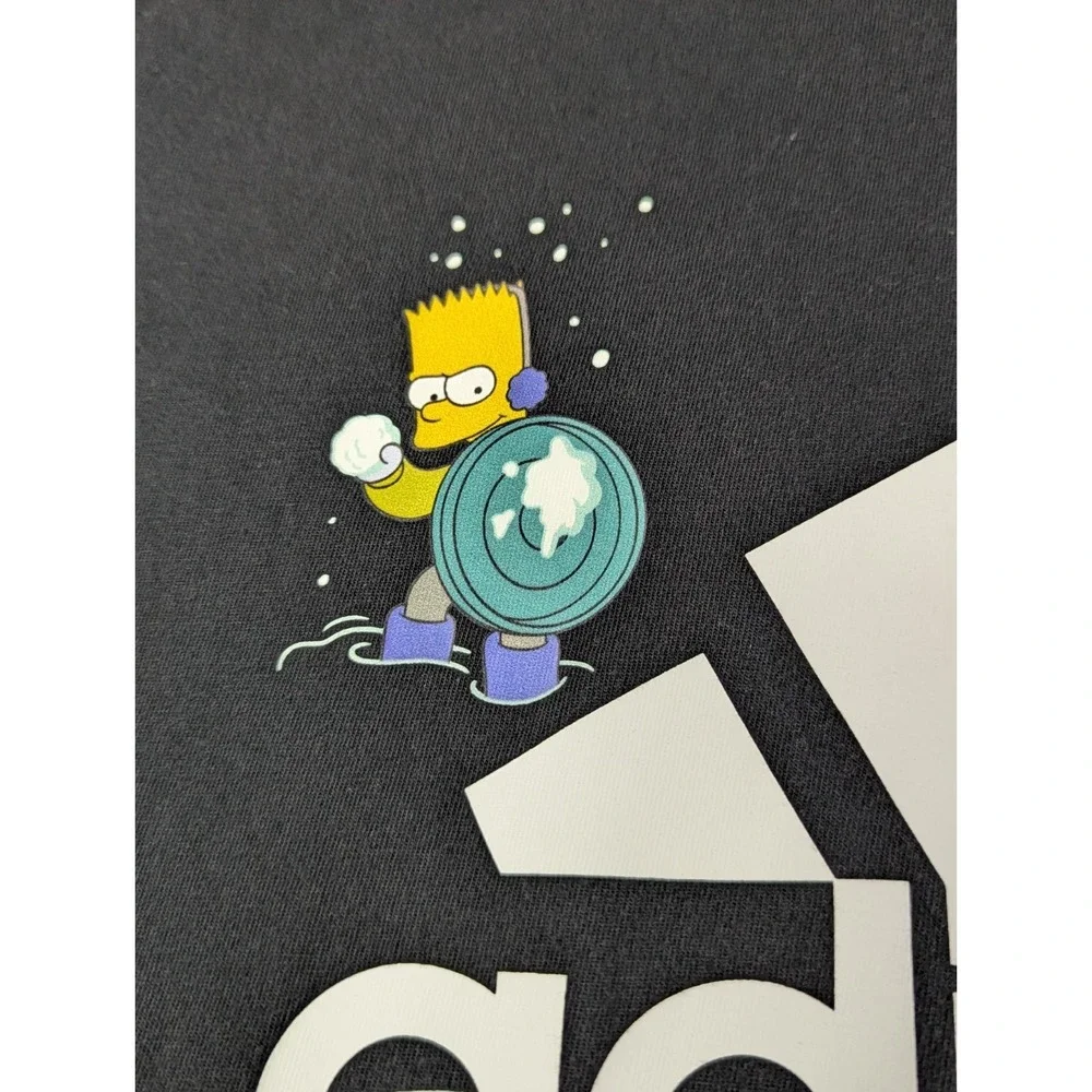 Adidas x The Simpsons Mens L Black T-Shirt Bart Homer Snowball Graphic Tee